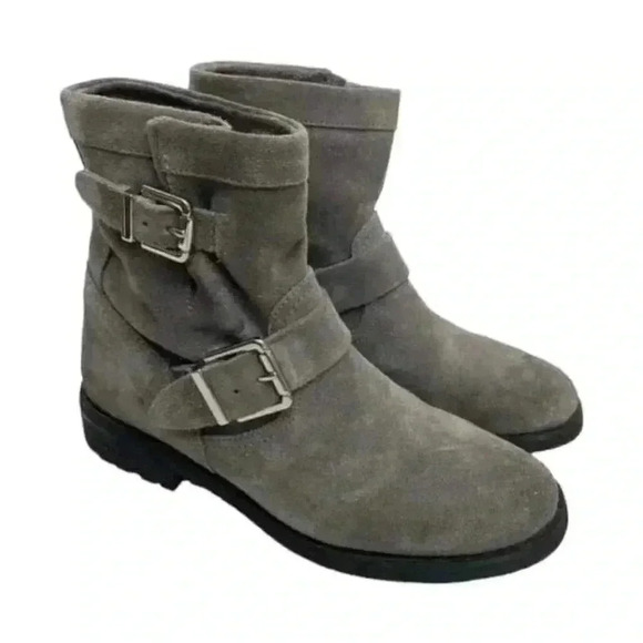 Vince Camuto Shoes - Vince Camuto Rubina Size 7.5 Leather Suede Slouch Moto Ankle Boots Buckle Straps